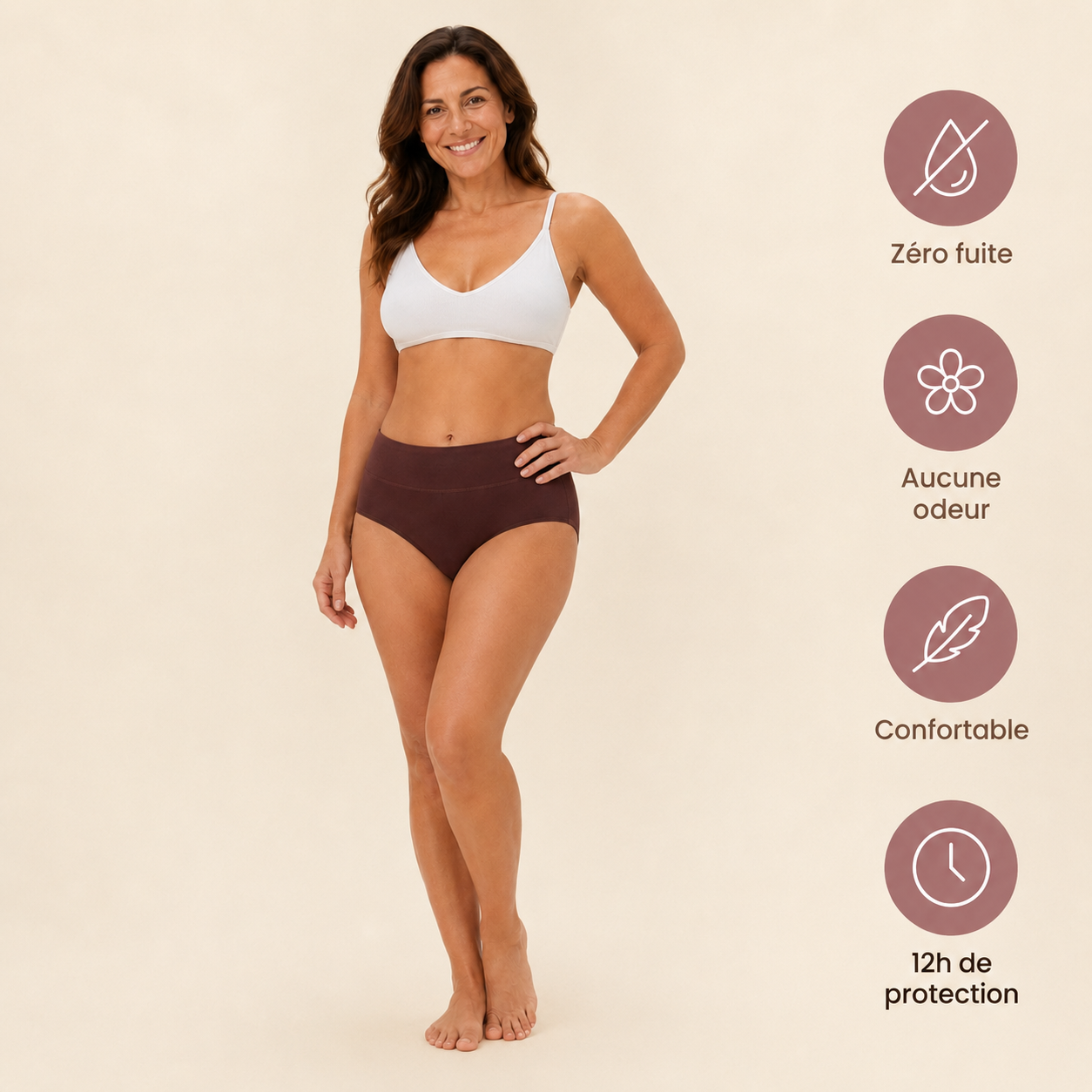 Culotte anti-fuites taille haute ultra-absorbante