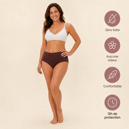 Culotte anti-fuites taille haute ultra-absorbante