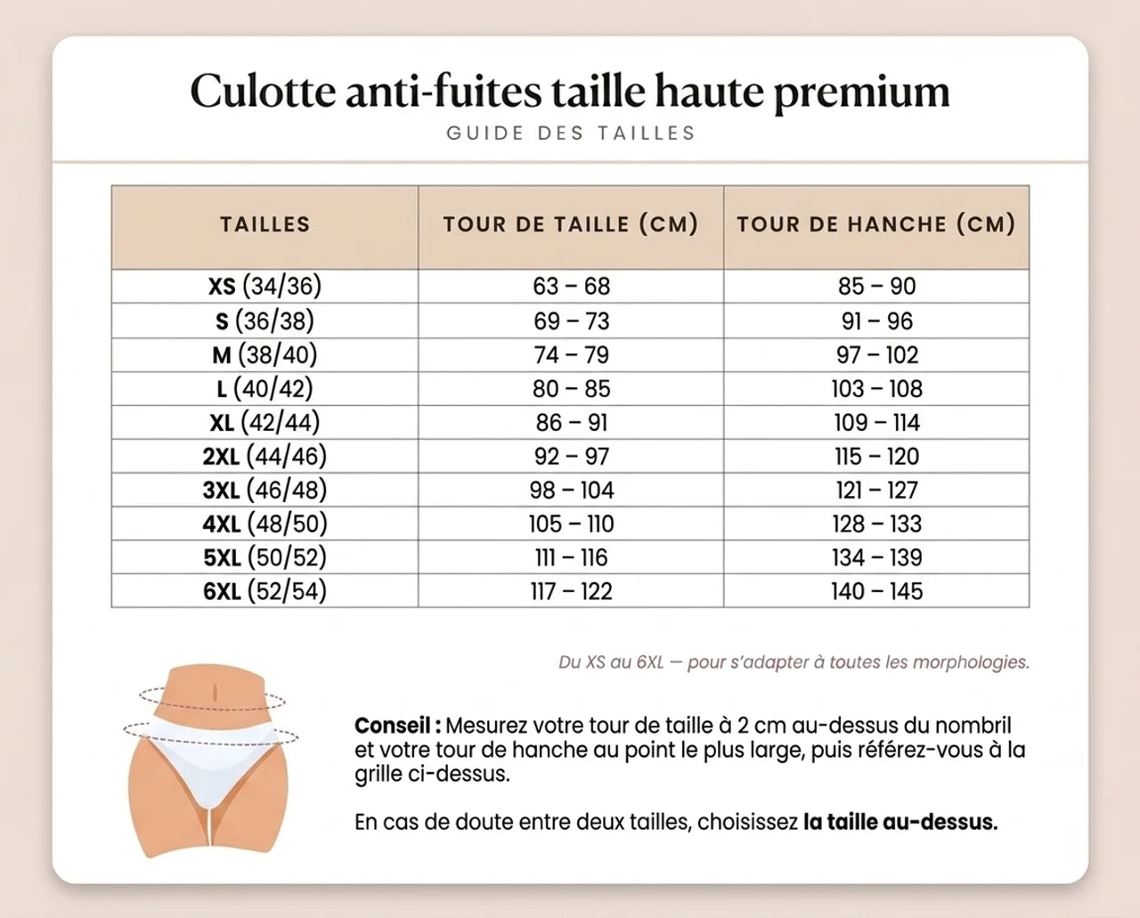 Culotte anti-fuites taille haute ultra-absorbante