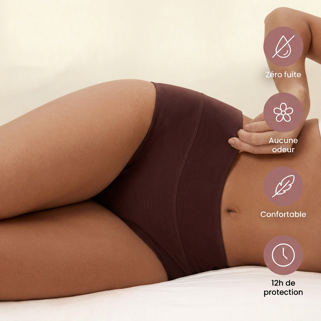 Culotte anti-fuites taille haute premium Ophélie & Cie, ultra-absorbante